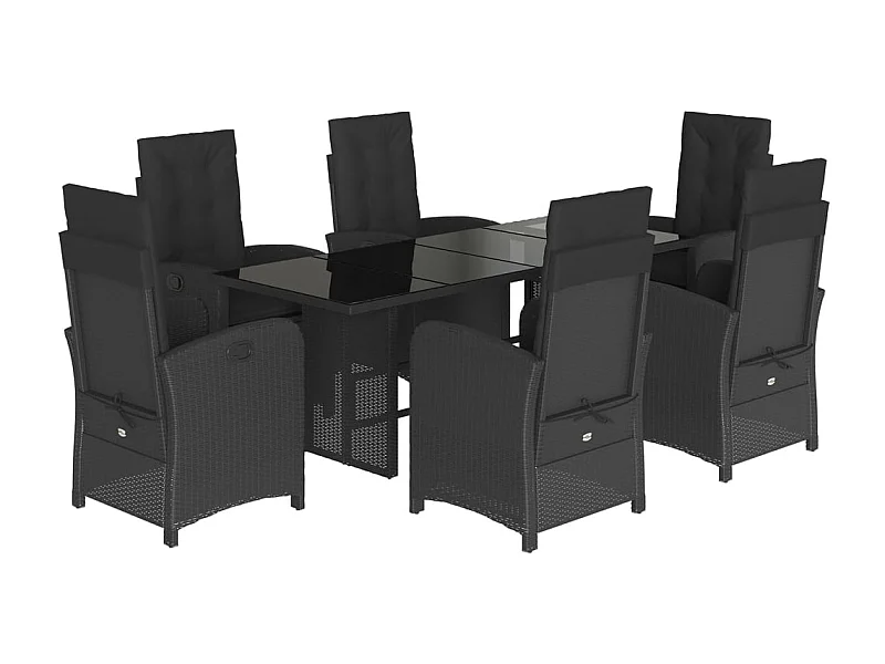 Almkerk  Ensemble à manger de jardin coussins 7pcs Noir Résine tressée