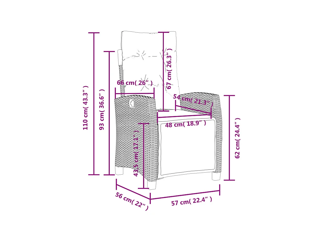 Necati  Ensemble à manger de jardin coussins 4 pcs beige résine tressée