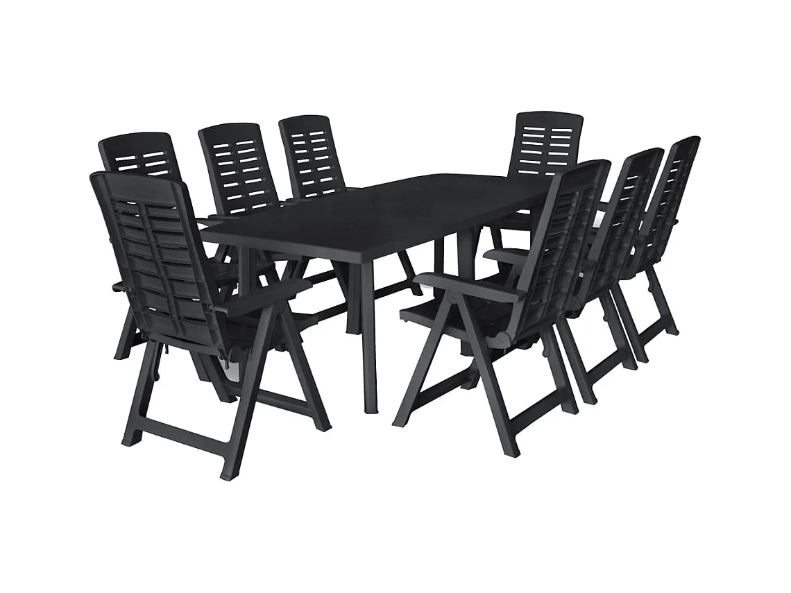 Garden Furniture -  Ensemble à manger d'extérieur 9 pcs Plastique Anthracite