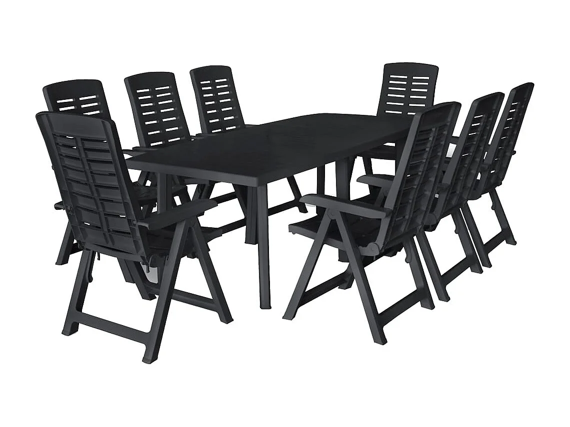 Garden Furniture -  Ensemble à manger d'extérieur 9 pcs Plastique Anthracite