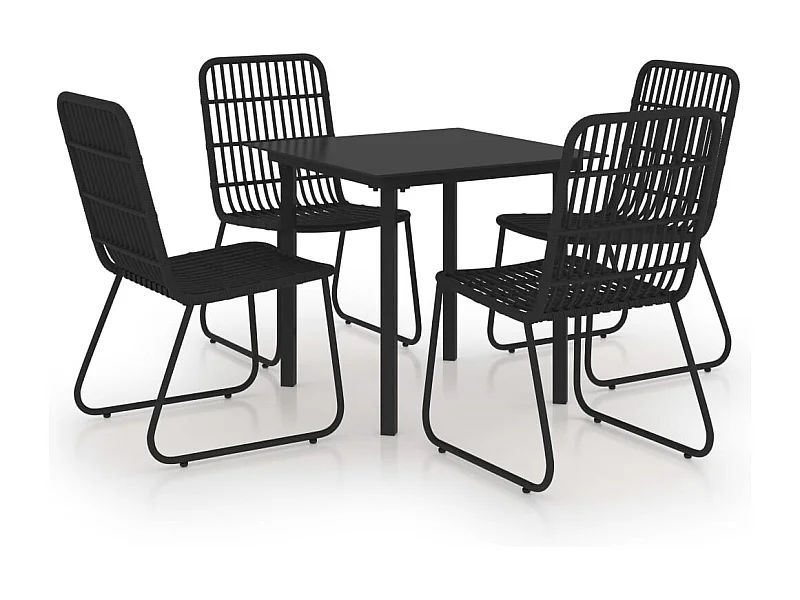 Yorktown  Ensemble à manger d'extérieur 5 pcs résine tressée et verre