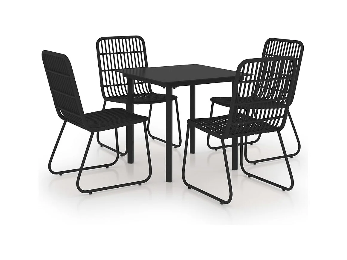 Yorktown  Ensemble à manger d'extérieur 5 pcs résine tressée et verre