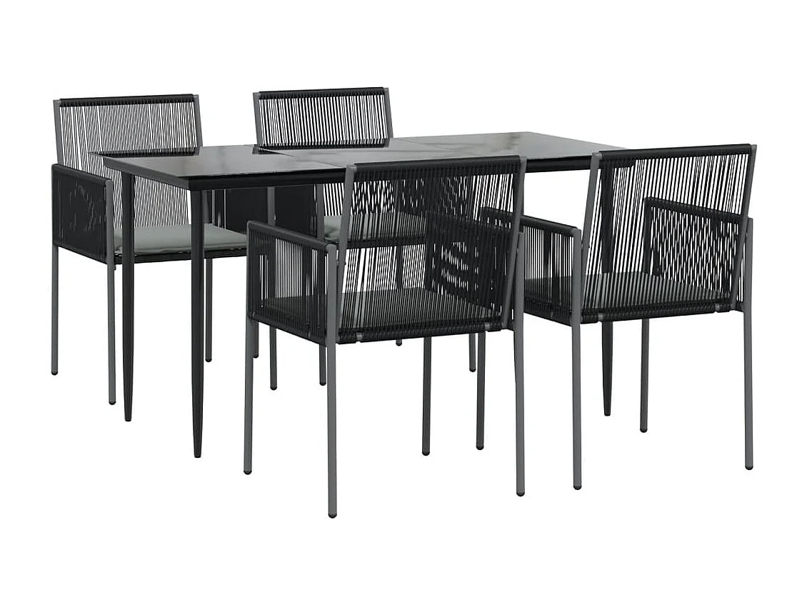 Giovanni Carlo  5-delige Tuinset met kussens poly rattan en staal zwart