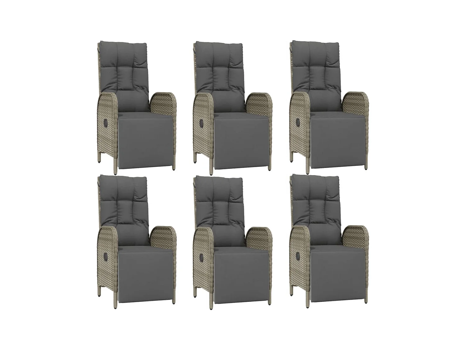 Piero  Set comedor jardín 7 pzas y cojines ratán sintético gris