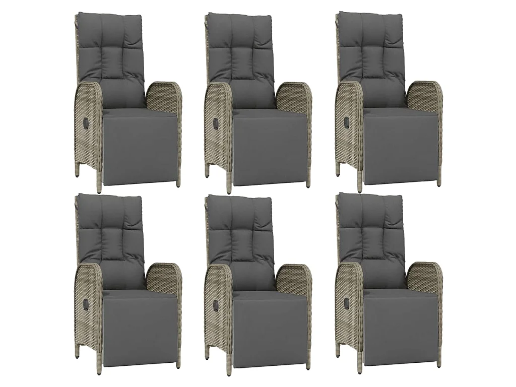 Piero  7-delige Tuinset met kussens poly rattan grijs