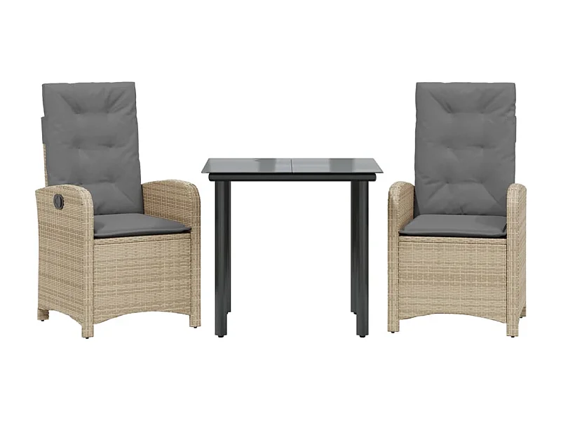 Tirian  3-delige Tuinset met kussens poly rattan gemengd beige