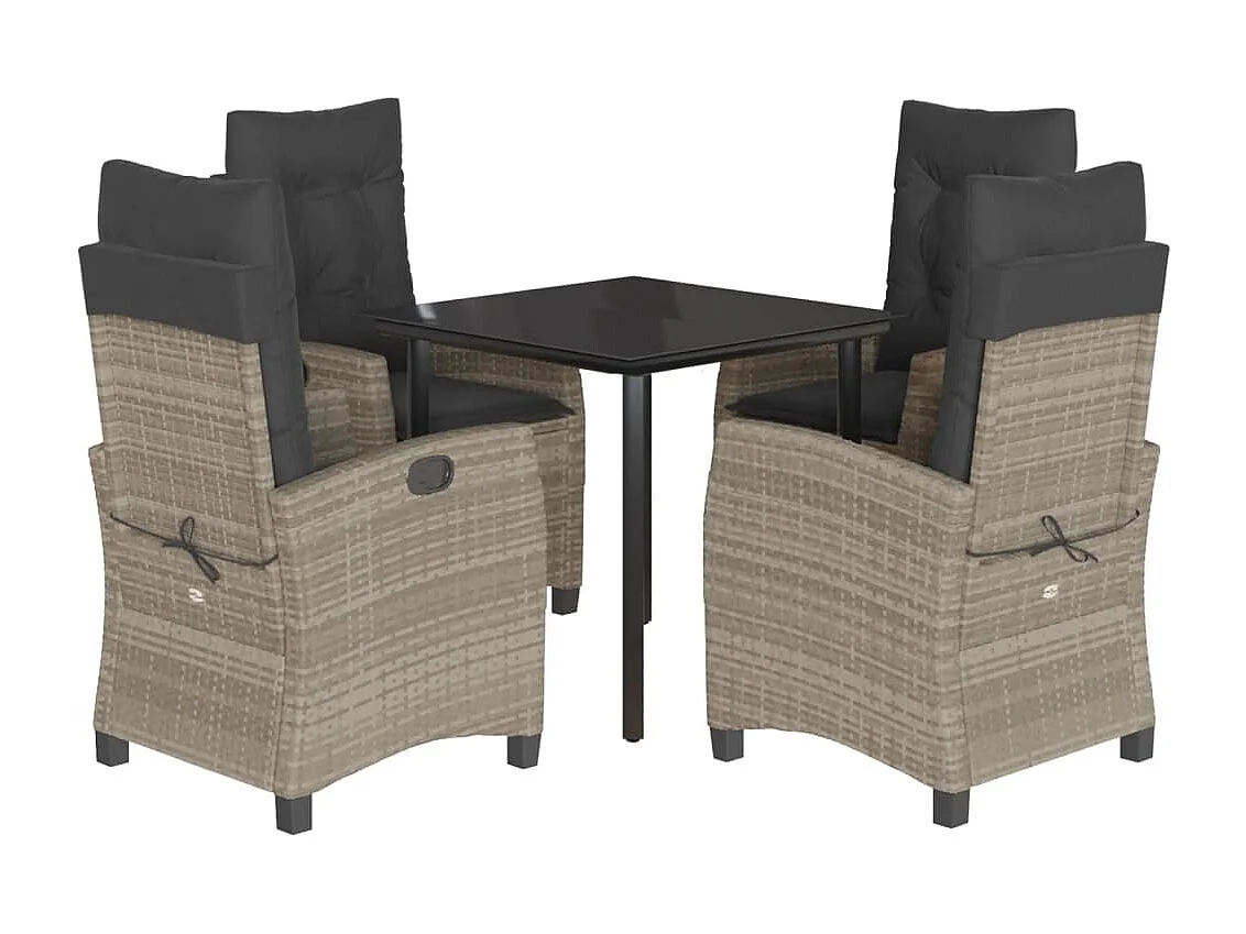 Skorla  5-delige Tuinset met kussens poly rattan lichtgrijs