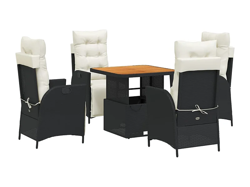 Marius  Ensemble à manger de jardin coussins 5pcs Noir Résine tressée