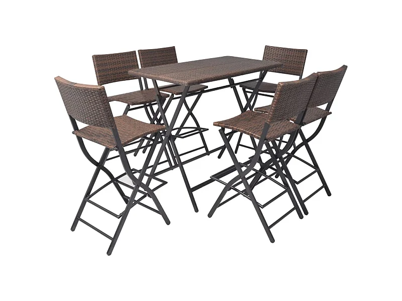 Ilyra  Ensemble à manger d'extérieur pliable 7pcs Acier Résine tressée