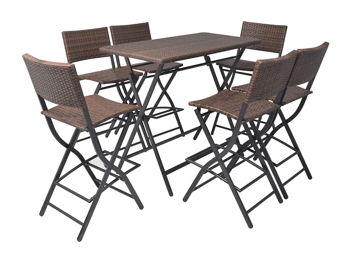 Ilyra  Ensemble à manger d'extérieur pliable 7pcs Acier Résine tressée