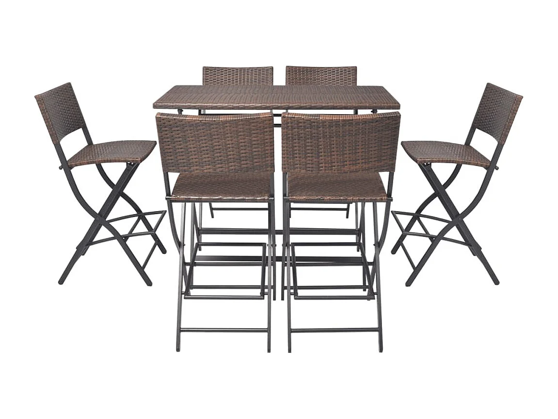 Ilyra  Ensemble à manger d'extérieur pliable 7pcs Acier Résine tressée