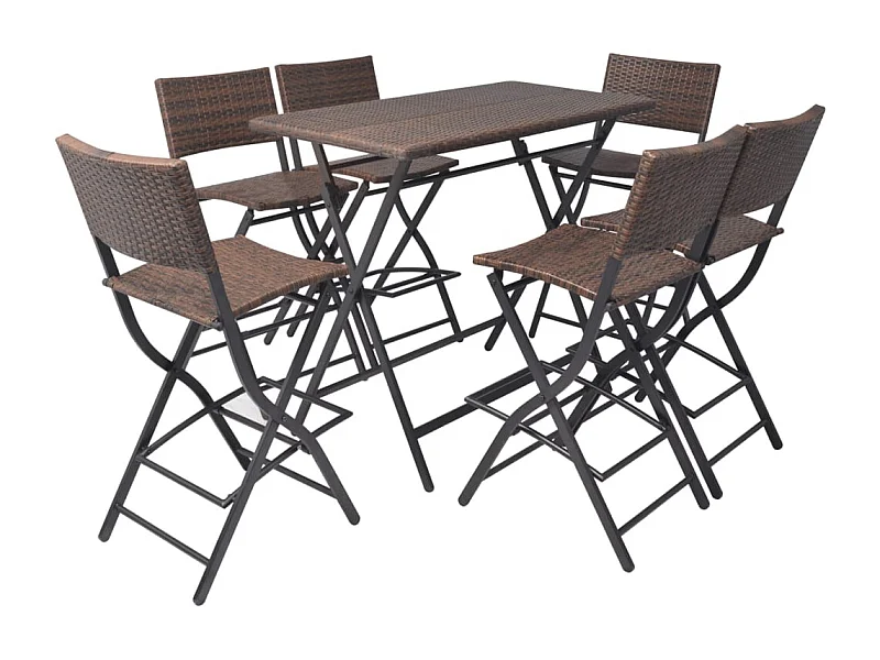 Ilyra  Ensemble à manger d'extérieur pliable 7pcs Acier Résine tressée