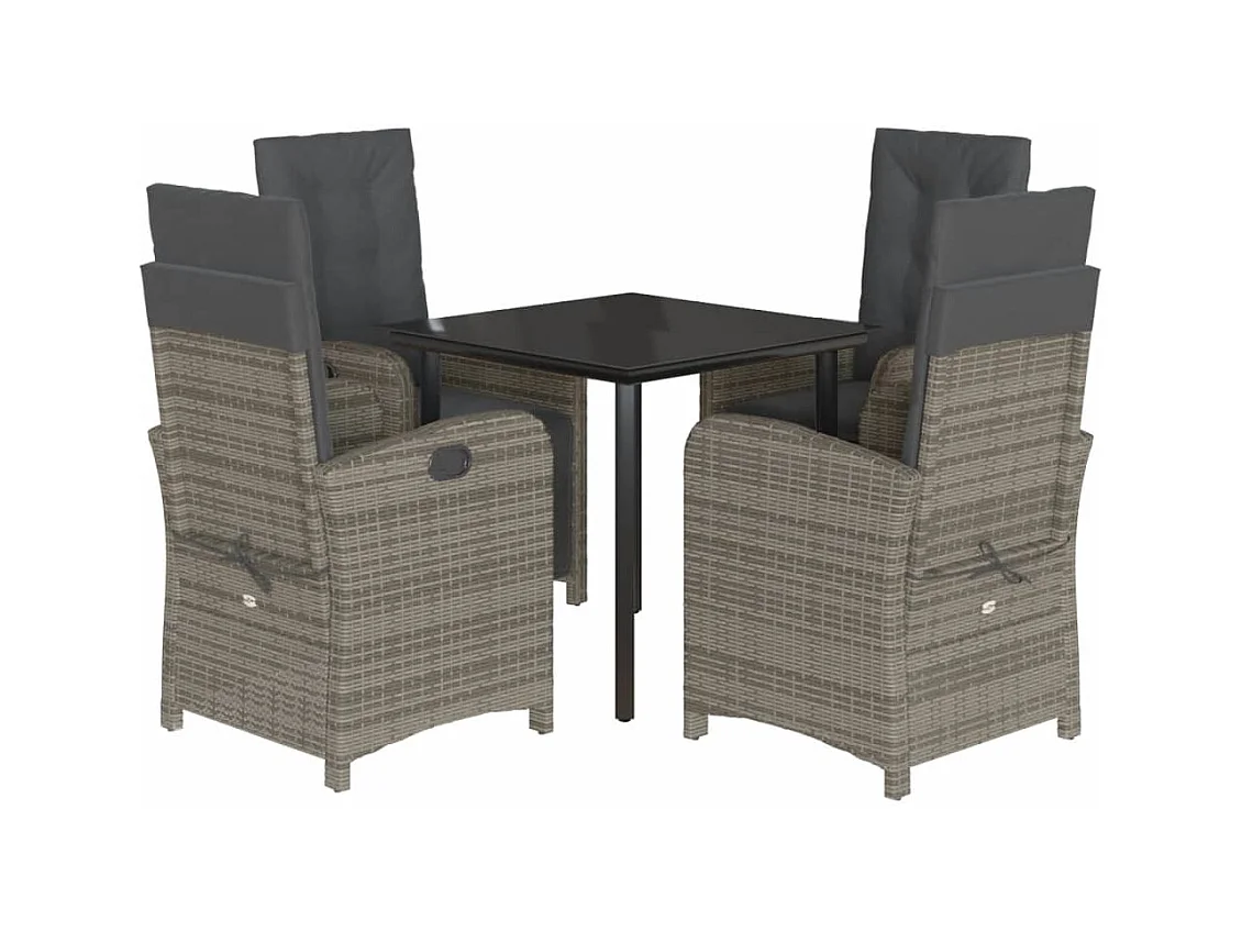 Modica  Ensemble à manger de jardin 5 pcs coussins gris résine tressée