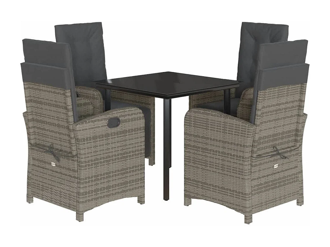 Modica  5-delige Tuinset met kussens poly rattan grijs