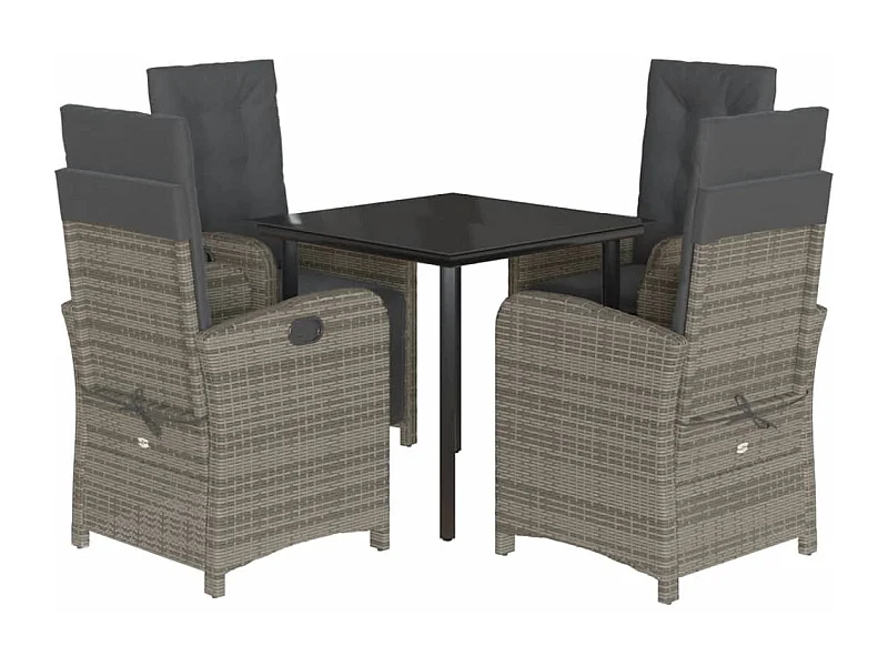 Modica  5-delige Tuinset met kussens poly rattan grijs
