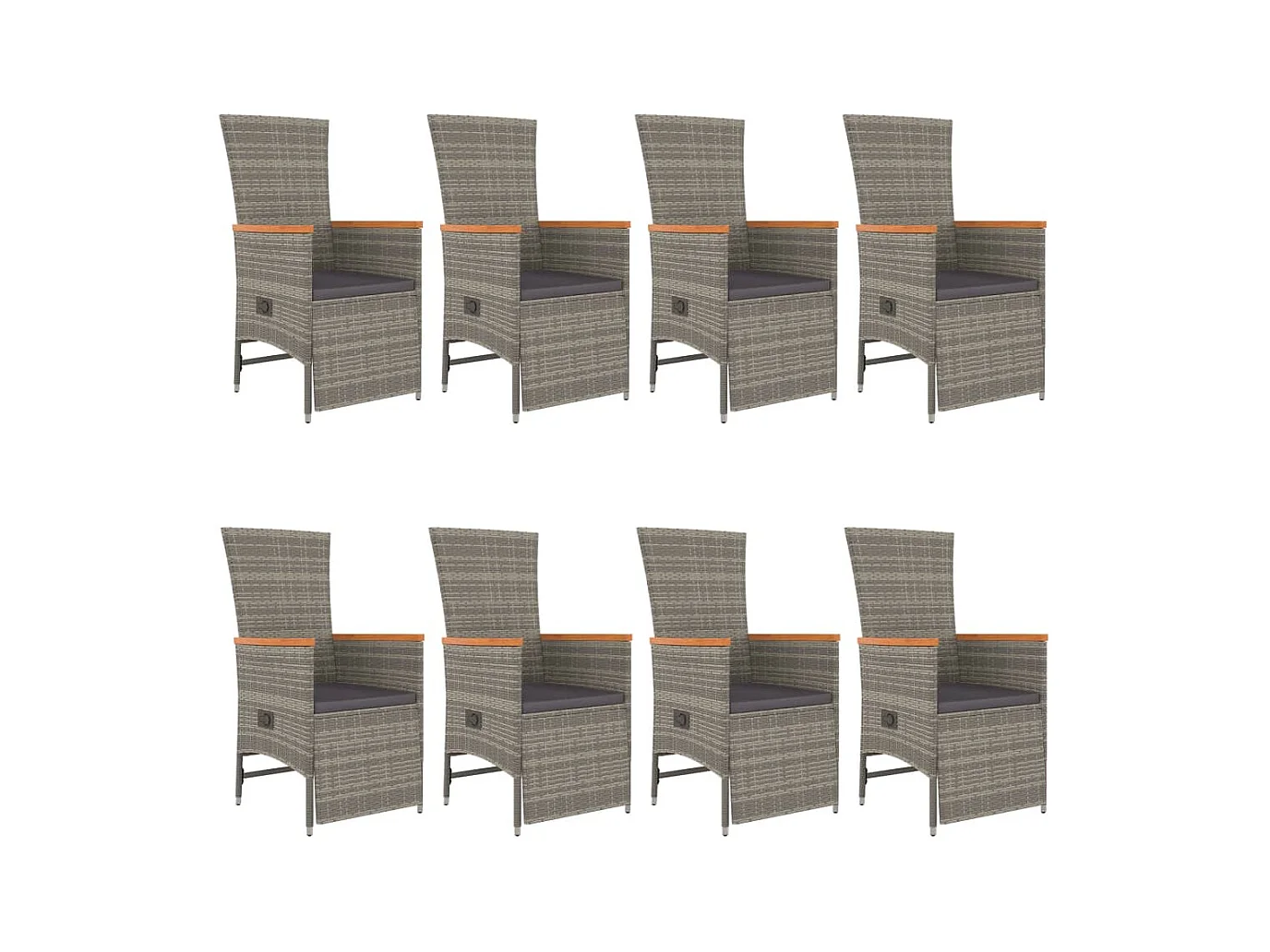 Valentin  9-delige Tuinset met kussens poly rattan grijs