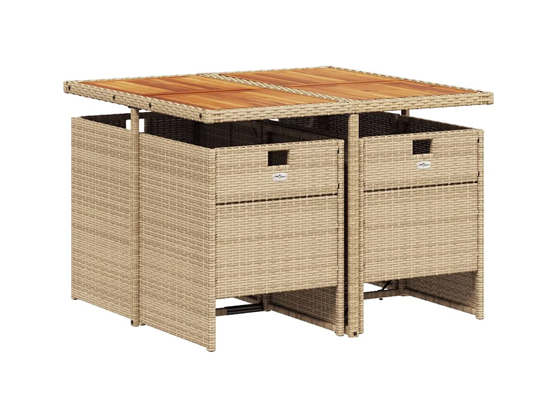 Ljungby  Set comedor de jardín 5 pzas con cojines ratán sintético beige