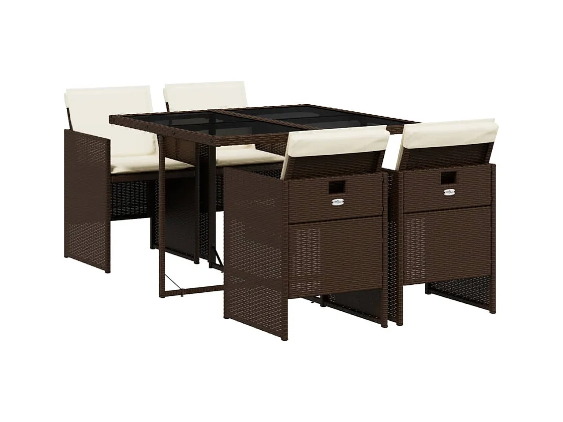 Jesse  5-delige Tuinset met kussens poly rattan bruin