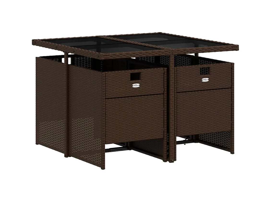 Jesse  5-delige Tuinset met kussens poly rattan bruin