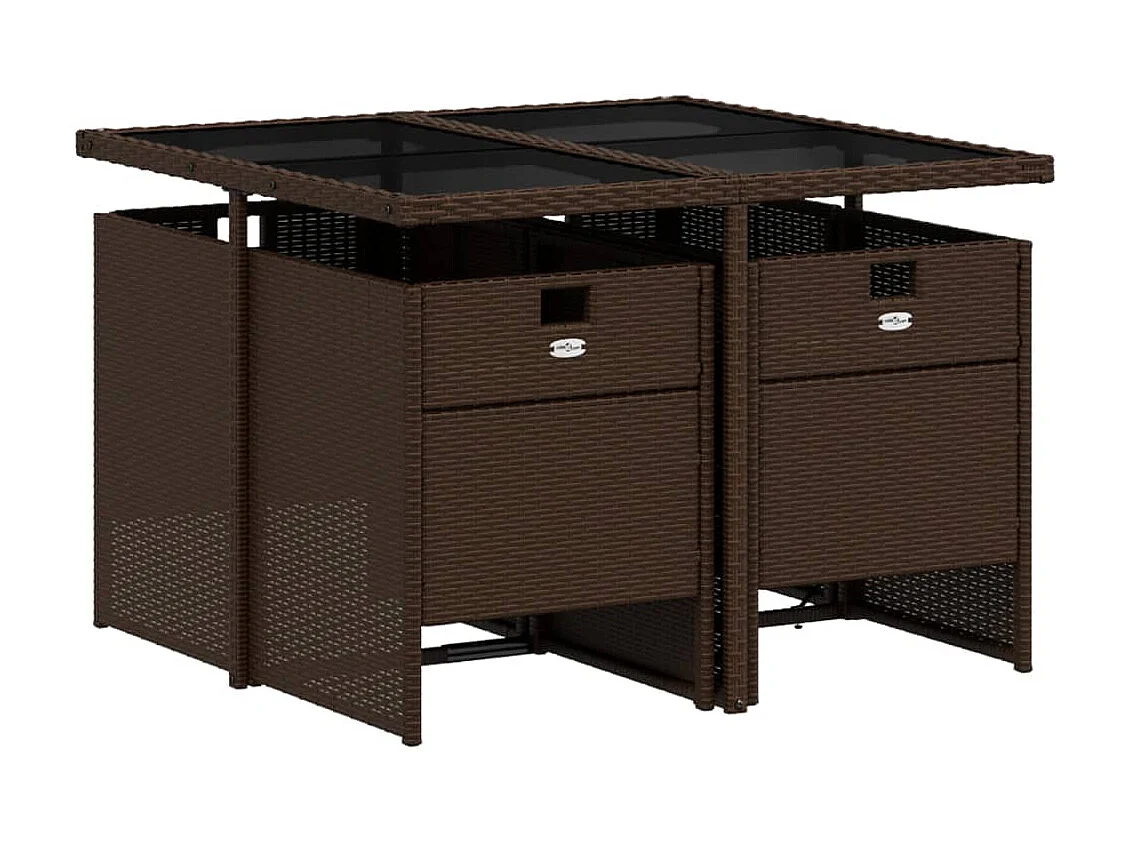 Jesse  5-delige Tuinset met kussens poly rattan bruin