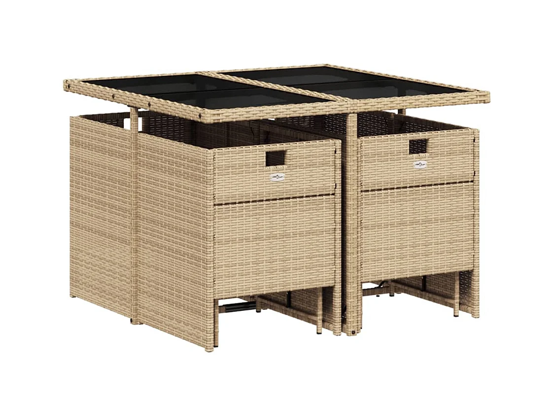 Bonno  9-delige Tuinset met kussens poly rattan beige