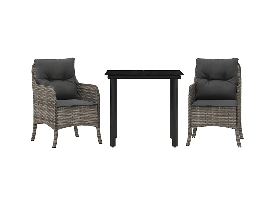 Terryville  Ensemble à manger de jardin 3 pcs coussins gris résine tressée