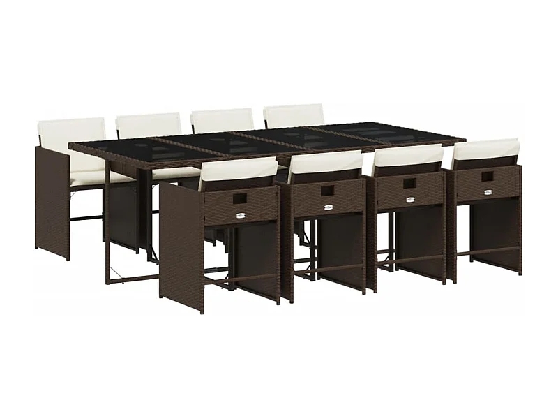 Zele  9-delige Tuinset met kussens poly rattan bruin