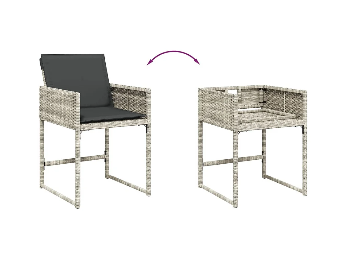 Arlon  Ensemble à manger de jardin et coussins 5 pcs gris clair rotin