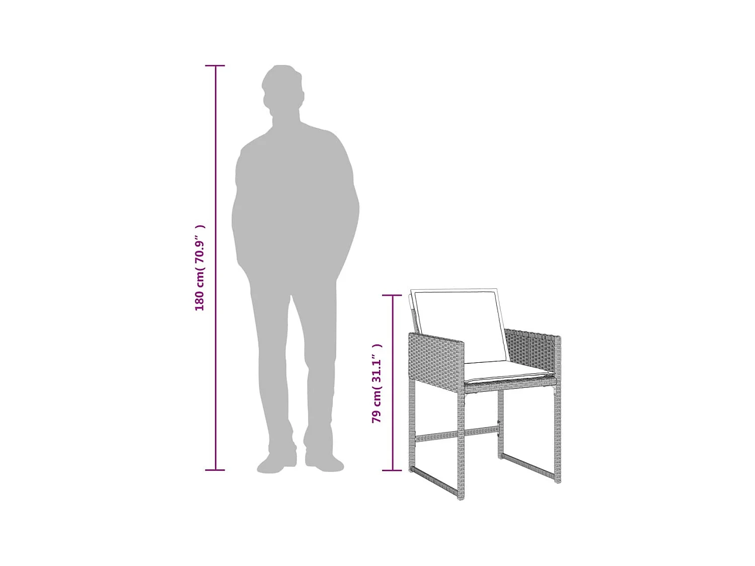 Arlon  Ensemble à manger de jardin et coussins 5 pcs gris clair rotin