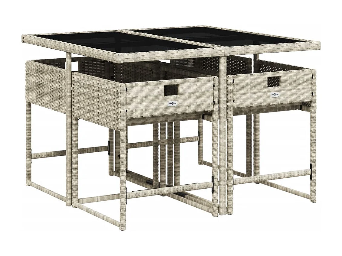 Arlon  Ensemble à manger de jardin et coussins 5 pcs gris clair rotin