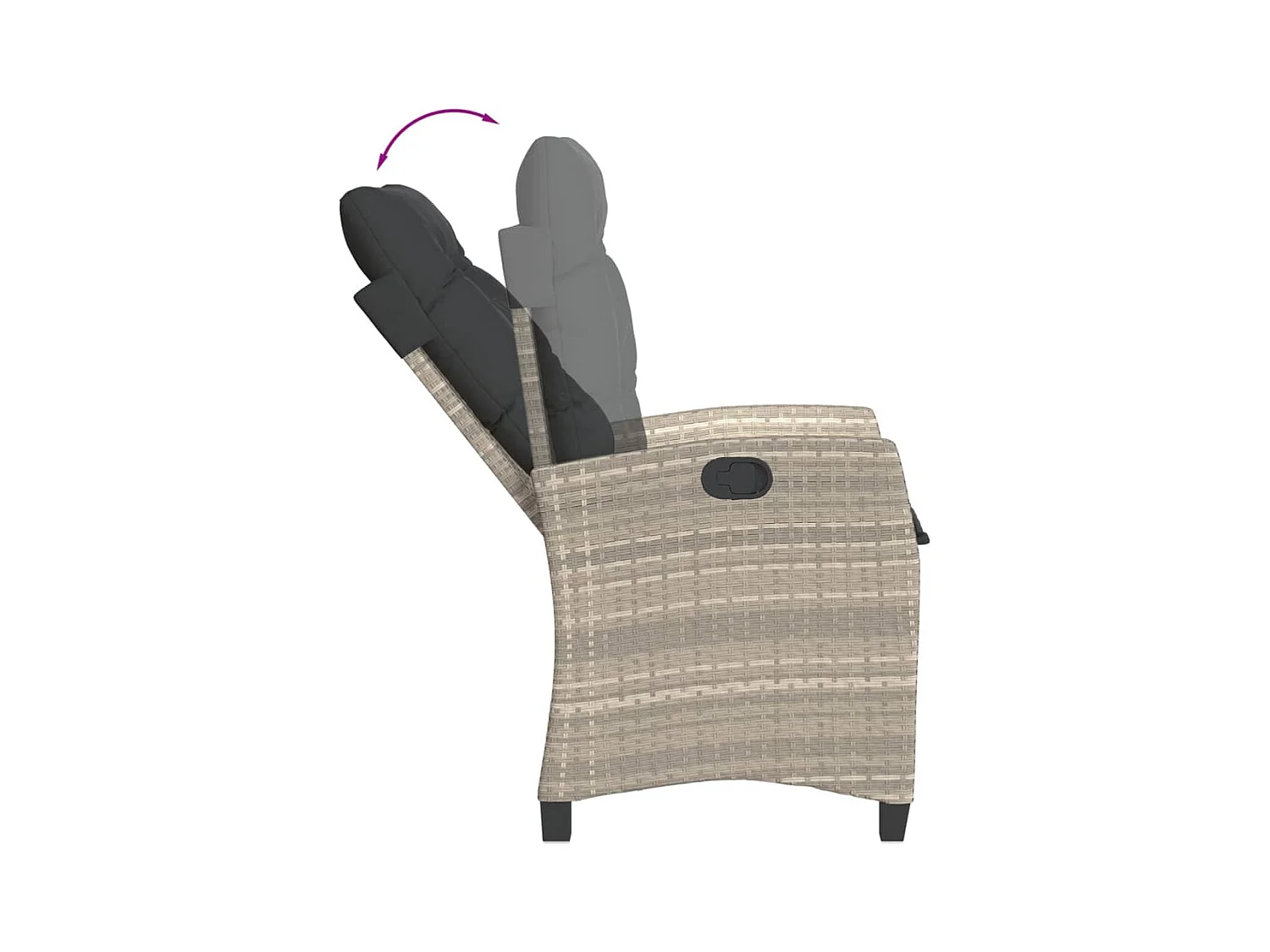 Roland  Ensemble à manger de jardin 3pcs coussins gris clair poly rotin