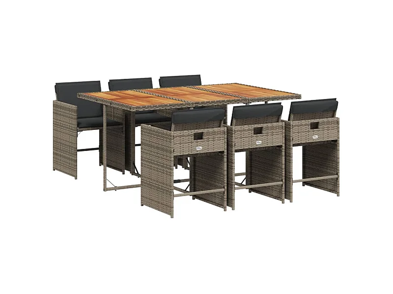 Zele  7-delige Tuinset met kussens poly rattan grijs