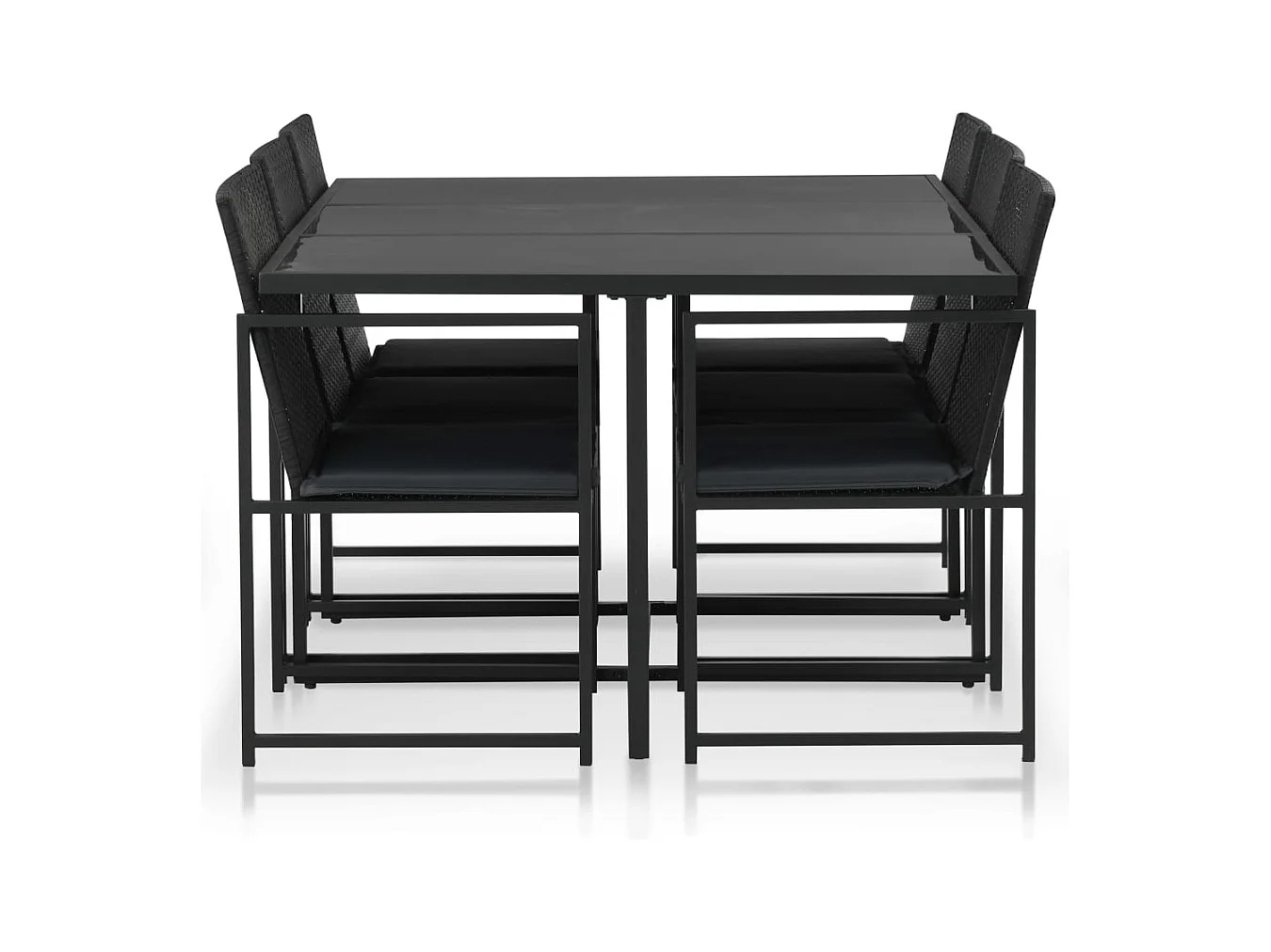 Holly Ann  Ensemble à manger d'extérieur 7pcs coussins résine tressée noir