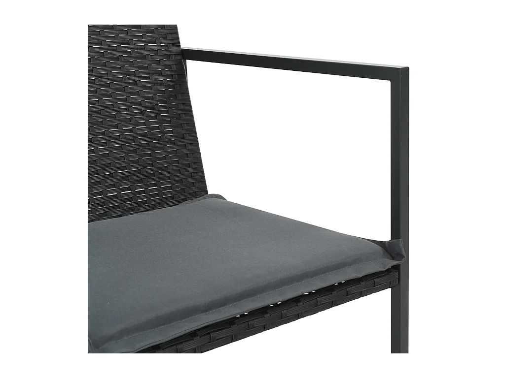 Holly Ann  Ensemble à manger d'extérieur 7pcs coussins résine tressée noir