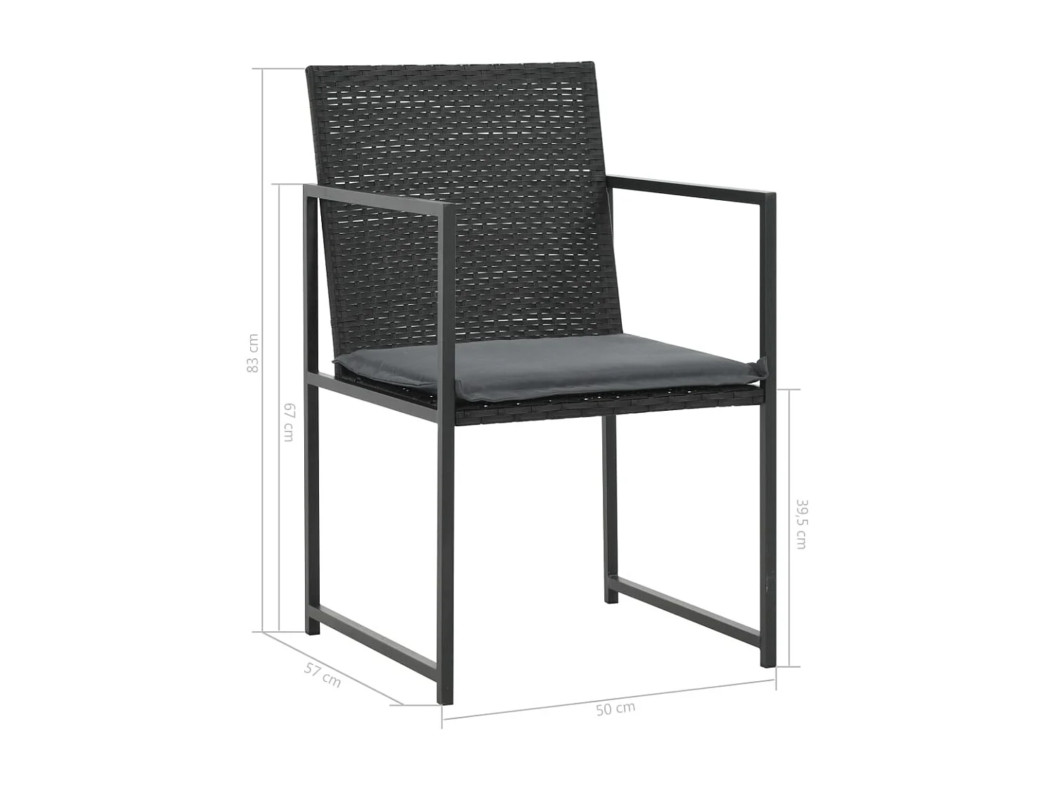 Holly Ann  Set comedor de jardín 7 piezas y cojines ratán sintético negro