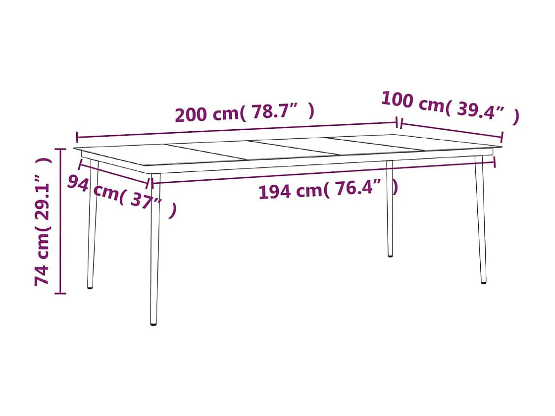 Vernon  Ensemble à manger de jardin et coussins 9 pcs Gris et noir