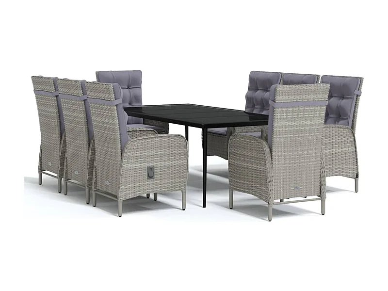 Vernon  9-delige Tuinset met kussens grijs en zwart