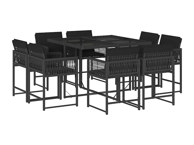 Emilia  9-delige Tuinset poly rattan zwart