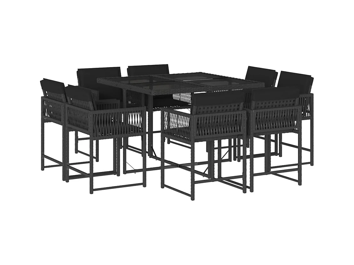 Emilia  9-delige Tuinset poly rattan zwart