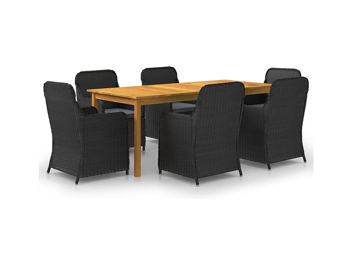 Fenral  Ensemble à manger de jardin 7 pcs Noir