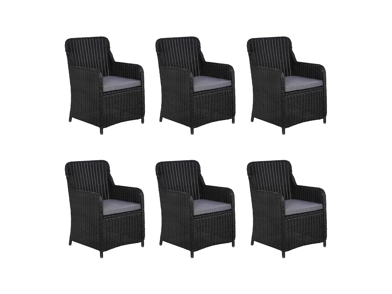 Fenral  Ensemble à manger de jardin 7 pcs Noir