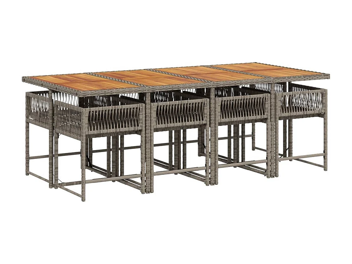 Sharif  9-delige Tuinset met kussens poly rattan grijs