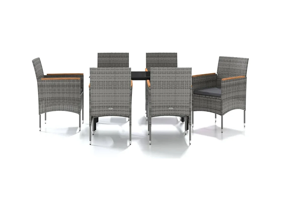 Union  Ensemble à manger de jardin coussins 7pcs Gris et noir