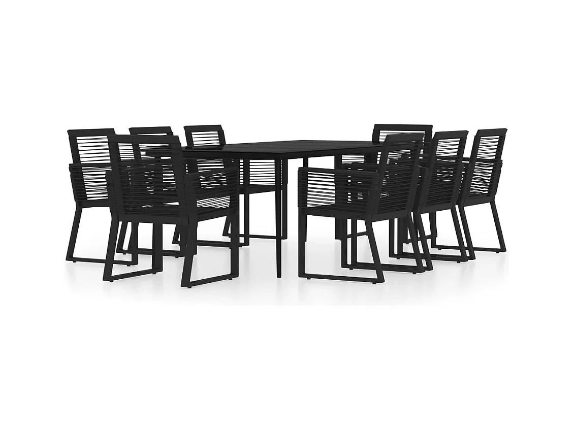 Wenlin  Juego de comedor de jardín 9 piezas negro