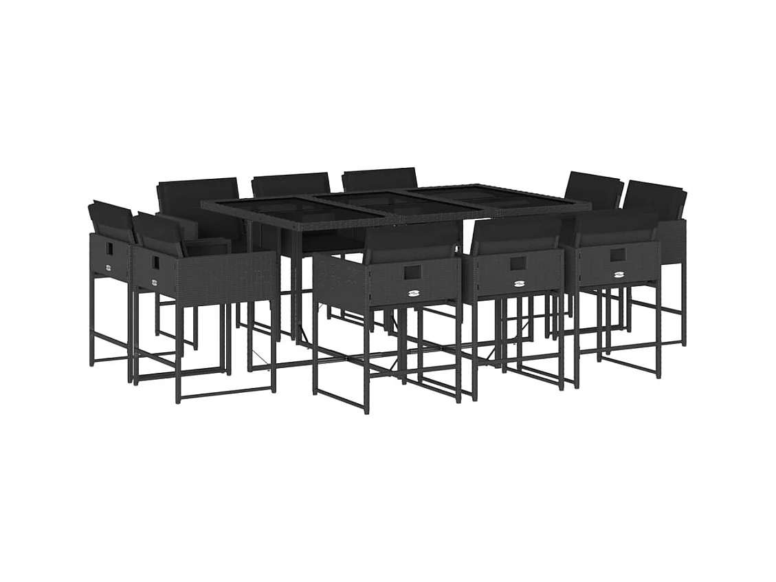 Brienne  11-delige Tuinset met kussens poly rattan zwart