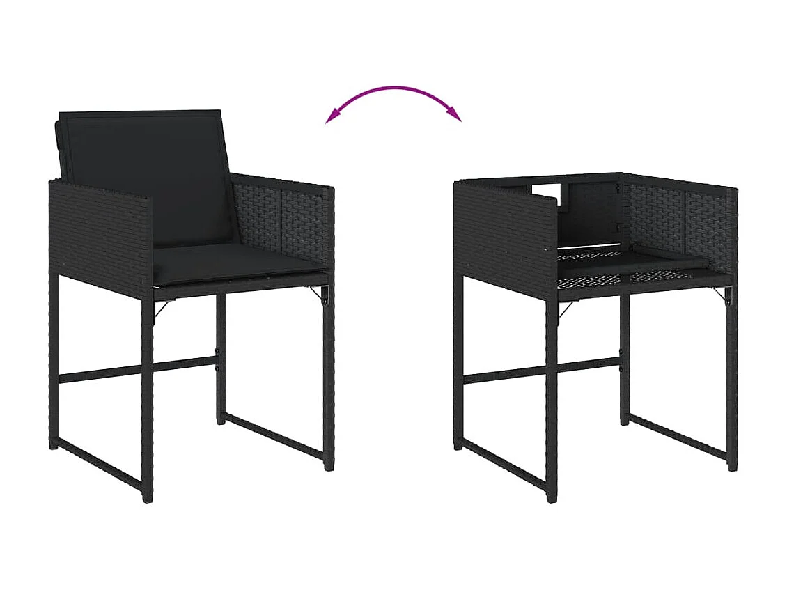 Brienne  Set de comedor jardín 11 pzas con cojines ratán sintético negro