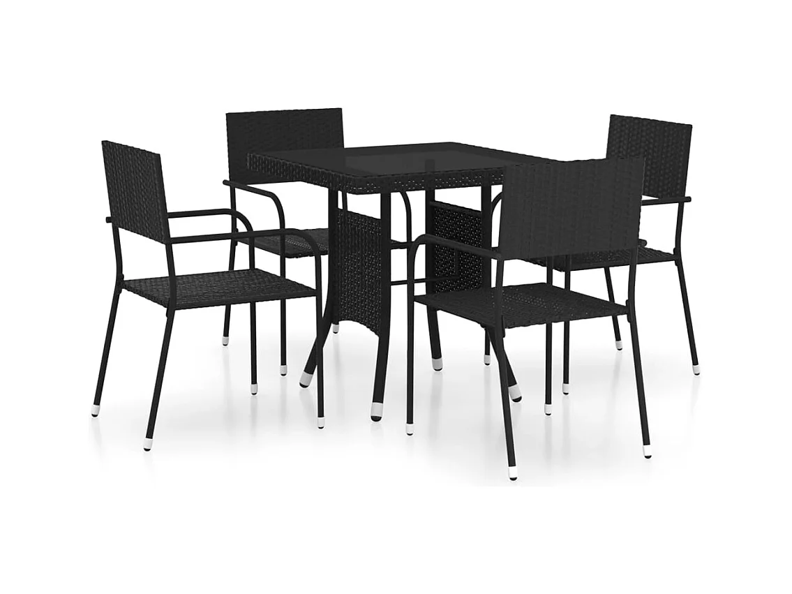 Sarif  Ensemble à manger de jardin 5 pcs Résine tressée Noir
