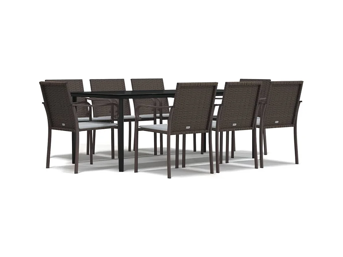 Leonie  9-delige Tuinset met kussens poly rattan en staal