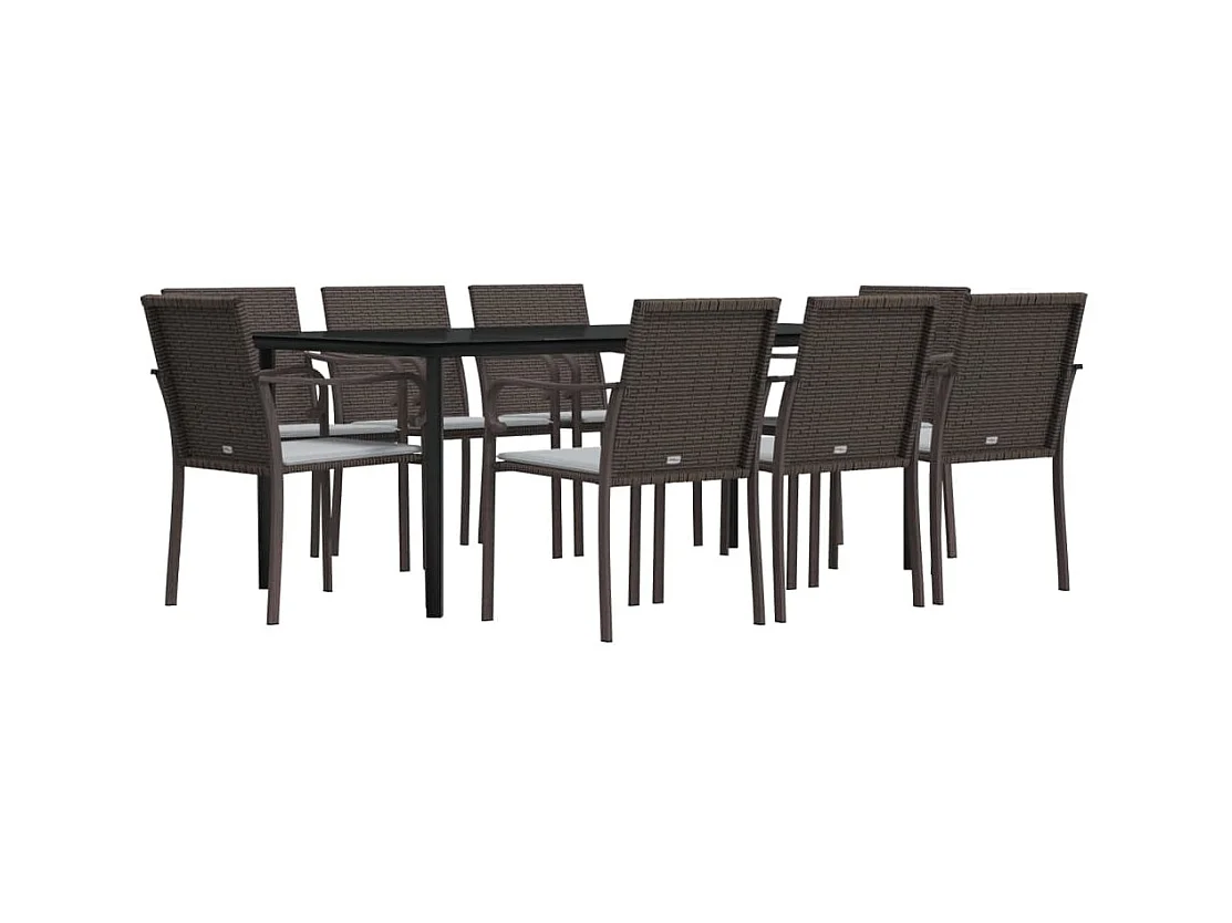 Leonie  9-delige Tuinset met kussens poly rattan en staal