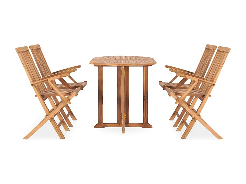 Glabbeek  Ensemble à manger d'extérieur pliable 5 pcs Bois solide de teck